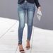 Slimming Effectiveness Women's Jeans High Waist Elastic Casual Long Pants Washed Out Slim Fit Denim Trousers For Ladies_mkmklike.com