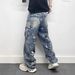 Unisex Washed Denim Jeans – Streetwear Clean Fit Straight Leg Baggy Pants (28-36, Vintage Blue)_mkmklike.com