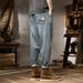 Spring And Summer Thin Japanese-style Denim Nine-point Pants Men's Retro Elastic Waist Elastic Badge Large-size Jeans Men's 9-point_mkmklike.com