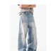 American Retro Washed Jeans – Glacier Blue Cleanfit Loose Straight Stacked Trousers For Men_mkmklike.com