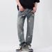 Men's Street Style Jeans - Relaxed Straight Fit With Star Wash & Wide Leg Design For All Seasons_mkmklike.com