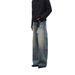 Men's Vintage Washed Clean Fit Wide-Leg Jeans – Retro Blue, Relaxed Straight With Subtle Flare, High-Quality Cotton Denim_mkmklike.com