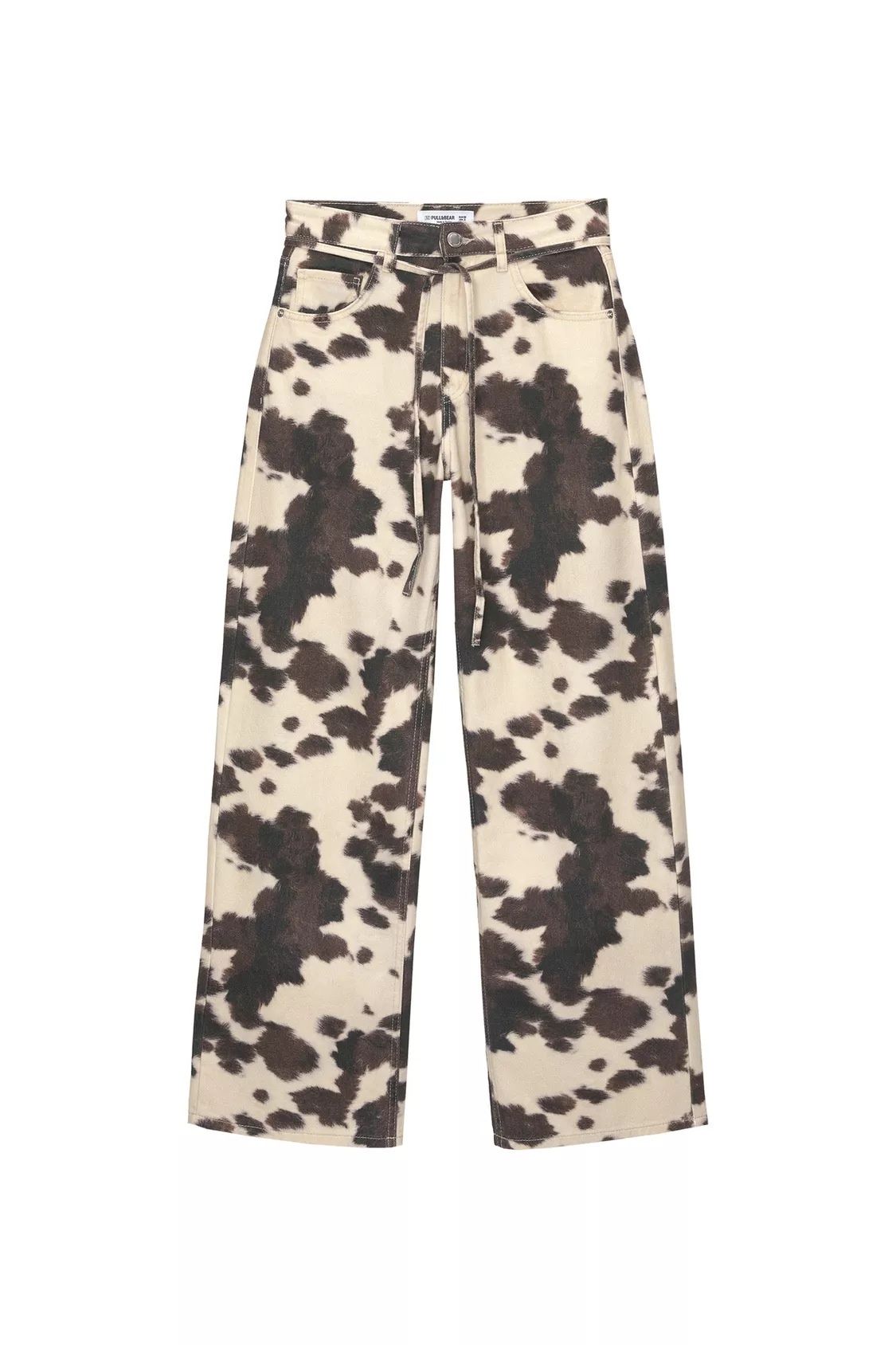 European American Cross-border Cow-print Washed Jeans For Men And Women, Distressed Vintage Loose Straight-leg Pants_mkmklike.com