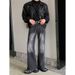 Nordmann Men's Flared Jeans American Retro Gradient Black Gray Spring Autumn Trendy Loose Straight Casual Pants_mkmklike.com