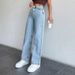 Women's plus Size Straight Leg Jeans Trendy Wide Leg Floor Length Loose Trousers New Style Casual Denim_mkmklike.com