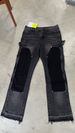 Men’s American Streetwear Cargo Jeans – Black Washed Relaxed Straight-Leg Workwear Pants With Patchwork Design_mkmklike.com