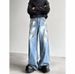 Retro Graffiti Paint Splatter Loose Fit Casual Straight Leg Wide Pants Denim Jeans For Men Breathable Polyester Fabric_mkmklike.com
