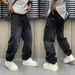 Men's Classic Black Straight Leg Jeans - Comfortable Cotton Denim Pants For Casual & Streetwear Style_mkmklike.com