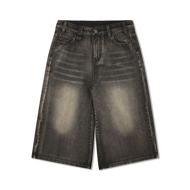 Washed Denim Shorts For Men, Loose And Casual Straight Leg, Knee Seven Quarter Mid Length, Vibe Trendy Brand, High_mkmklike.com