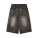 Washed Denim Shorts For Men, Loose And Casual Straight Leg, Knee Seven Quarter Mid Length, Vibe Trendy Brand, High_mkmklike.com