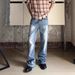 Men's Clothing Vintage Washed Distressed Cat Whisker Micro Flare Jeans In Ice Blue - High Waisted Cotton Denim Pants For Women & Men_mkmklike.com