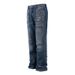 Men's Clothing Street Washed Bamboo Pattern Distressed Dirty Dark Blue Straight Flared Ripped Jeans_mkmklike.com