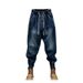 Men's Loose Fit Vintage Denim Pants – High-Waisted Baggy Jeans With Retro Wash Breathable & Stretchy Fabric_mkmklike.com