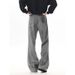 Grey Printed Distressed Flared Straight Leg Jeans For Men, Vibe Style, American Street Style, Structured Patchwork Floor Length Trousers_mkmklike.com