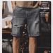 Men's Summer Lightweight Ripped Denim Shorts Trendy Casual Fashion Korean Style Slim Fit Five Point Pants Style_mkmklike.com