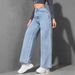2025 Spring New American Style Wide-Leg For Women Light Wash Loose Slimming Floor-Length Jeans_mkmklike.com