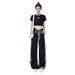 American Retro Cuffed Jeans For Women, Spring And Autumn High-waisted Straight-leg Niche Washed Distressed Wide-leg_mkmklike.com