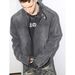 Men's Clothing Washed Distressed Denim Jacket Vintage Washed Distressed Denim Jacket For Men - High Neck Streetwear Coat, Oversized Fit, Black Wash_mkmklike.com