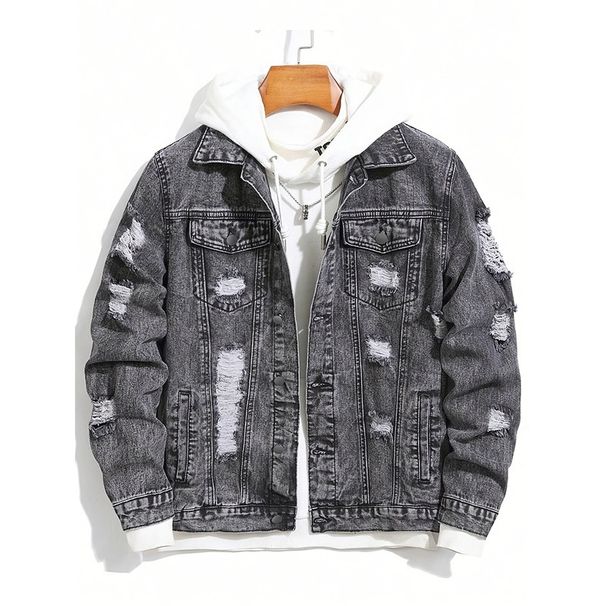 Denim Autumn Korean Style Trendy Ins Versatile Handsome Loose Casual Ripped Jacket Men's Clothing_mkmklike.com