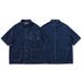 Men's Clothing Washed Pocket Workwear Short Sleeved Denim Shirt Men's And Women's Loose Half Sleeved Shirt Trend_mkmklike.com