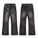 Spring And Autumn European And American High Streets New Vibe Feng Shui Wash Black Ripped Jeans Men's And Women's Ins Trendy Brand Micro-pull Pants_mkmklike.com