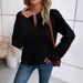 Women's Clothing solid color deep V neck splicing long sleeved women's casual sweatshirt_mkmklike.com