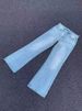 Men's Clothing New Ice Blue Cream Color Flared Trousers High Street Loose Wide Leg Washed Vintage Jeans Men_mkmklike.com