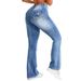 Women's Clothing Hot Style Pocket Cover Printing Elastic Flared Jeans_mkmklike.com
