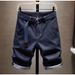 Retro Washed Denim Shorts for Men Vintage Workwear Style Multi-Pockets Mid-Rise Straight Fit Comfortable Cotton Casual Summer Shorts_mkmklike.com