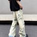 Men's Clothing Washed Old Design Dirty Ripped Jeans Loose Wide Leg Heavy High Street Handsome Pants_mkmklike.com