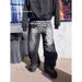Popular Men's And Women's Faux Leather Jeans Wide Letter 3D Print Retro Hip Hop Style Trending_mkmklike.com