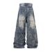 TKPA America Style Desig, Pleated Hagig Jeas, High Street Tredy Brad, Washed Wor Wide Leg Pats For Me Ad_mkmklike.com