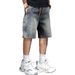 Men's Retro Blue Shorts Decorative Button Details 5 Inch Inseam Loose Straight Leg Casual Breathable Summer Shorts_mkmklike.com