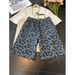 Men's All Over Star Print Denim Shorts High Street Style Summer Loose Straight Leg Mid-Length Five Point Pants_mkmklike.com