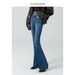 Women's High Waisted Flared Jeans Supermodel Style Three Button Four Way Stretch Slim Fit Retro Hip Lifting Denim For Winter Size 25_mkmklike.com