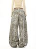American Style Lazy Leopard Print Jeans For Women, New Autumn Casual Loose Wide-Leg Scimitar Pants_mkmklike.com