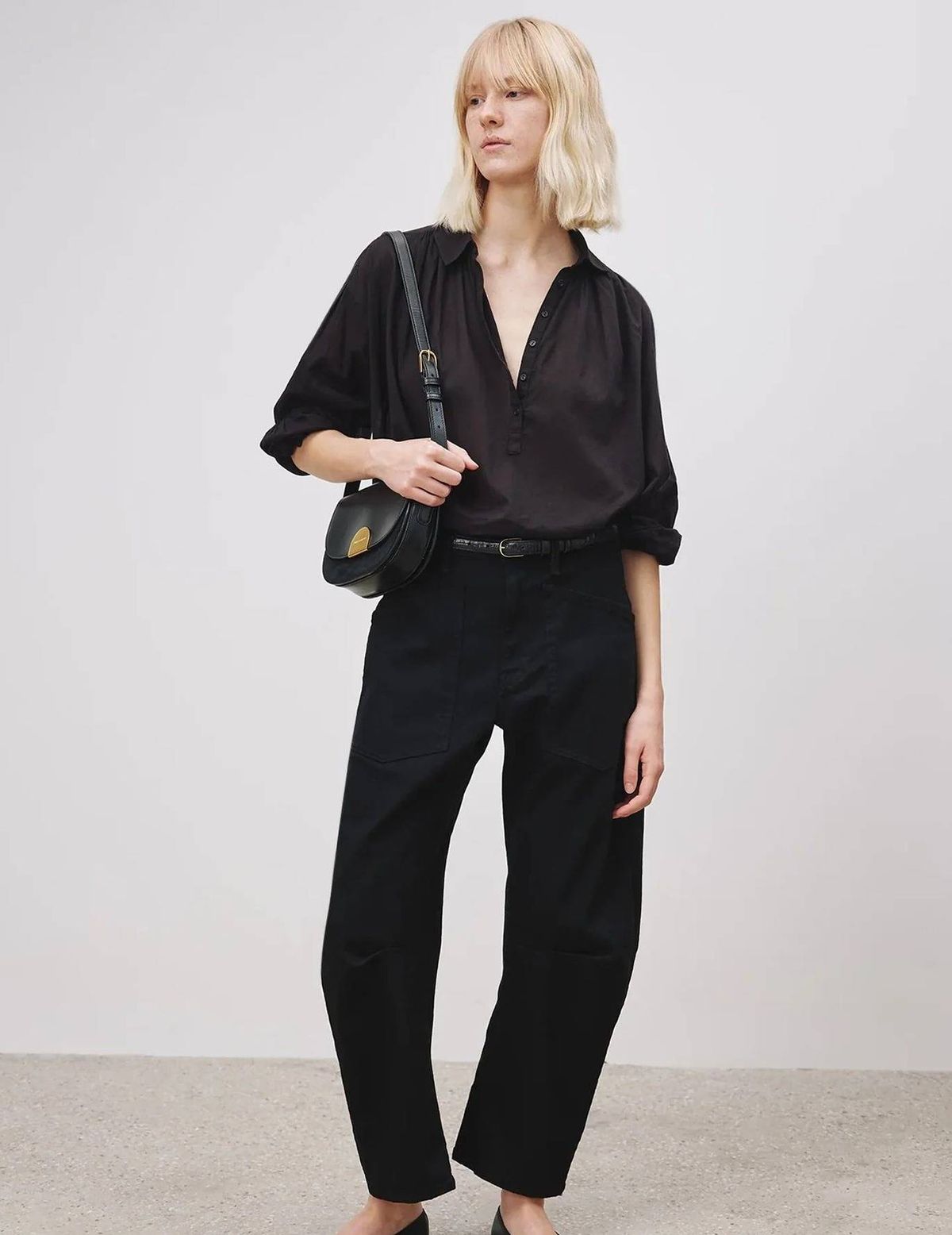 Mid Rise Barrel Horseshoe Jeans - Comfortable Stretch Denim Pants For Women, Relaxed Fit, Straight Leg, Casual & Streetwear Style_mkmklike.com