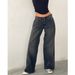 Vintage Low-Rise Washed Straight-Leg Jeans For Women – Classic Denim Pants With Distressed Details, Retro Street Style, Comfortable & Breathable_mkmklike.com