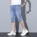 Men's Denim Shorts Summer Thin Straight Leg 7/8 Length Casual Tencel Loose Fit New Fashion_mkmklike.com