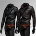 Men's Clothing Autumn and Winter New Pockets Multi zipper Men's Stand Collar Motorcycle Leather Jacket Leather Jacket A153_mkmklike.com