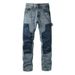 Men's Punk Style Distressed Patchwork Bell Bottom Jeans - Vintage Washed Denim Pants With Artistic Paint Splatter For Teen Boys & Young Adults_mkmklike.com