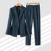 Women's Clothing high end dark blue! Slim suit slim suit jacket + cigarette pants suit for women_mkmklike.com
