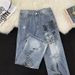 2026 American Retro Graffiti Pattern Ripped Loose Drape Jeans Men's Street Trend Casual Straight Trousers_mkmklike.com