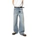 Men's Korean Style Washed Straight Loose Fit Vintage Distressed Denim Pants For Casual Streetwear_mkmklike.com