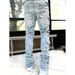 Men's Clothing Stretch Denim Jeans With Patchwork Layered Design - Straight Leg Casual Pants For Teens & Young Adults (Blue, Pink, Khaki, Black)_mkmklike.com