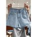 High-Waisted A-Line Denim Shorts For Women – Lightweight Summer Stretch-Free Shorts (S-2XL, Black/Light Blue/Dark Blue) With Free Belt Option_mkmklike.com