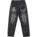 Suitable For All Seasons Trendy Men's Hip-Hop Jeans HIPHOP Street Dance Clothing Washed Loose Skateboard Pants Plus Size_mkmklike.com