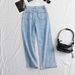 Women's Clothing Vintage-Inspired High Waist Wide Leg Jeans For Women - Embroidered Denim Pants With Floral Bead Accents In Dark Blue & Light Blue_mkmklike.com
