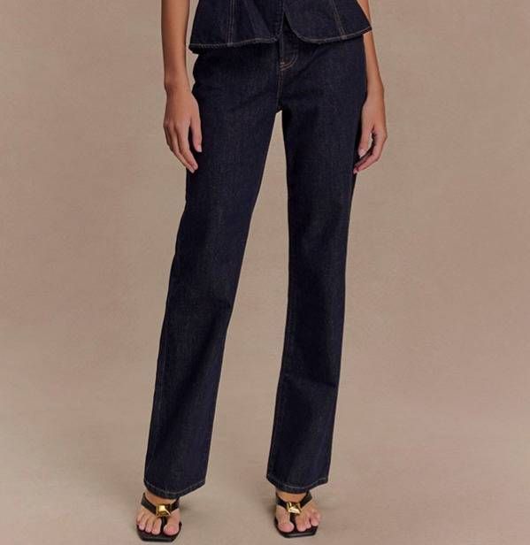 Women's Clothing Modern Style Button High Waist Denim Top Trousers Suit_mkmklike.com