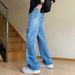 Men's Clothing Women's American Trendy Ripped Jeans Summer Loose Wide Leg Pants Color Block Floor Length Trousers Unique Style_mkmklike.com